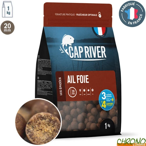 Bouillettes Cap River Ail Foie 20mm 1kg 3 Bouillettes Cap River Ail Foie 20mm 1kg